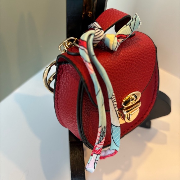 MINIATURE Elegant Red Handbag Charm, AirPod purse - Picture 2 of 6